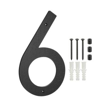 Imagem de PATIKIL Números de casa de 30 cm para o exterior, número 6 ABS textura de plástico flutuante número de casa moderna caixa de correio números de porta com kit de unhas para rua residencial ao ar livre