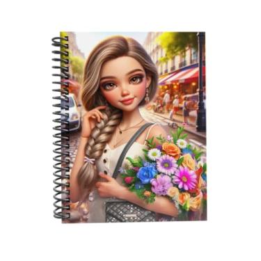 Imagem de Caderno Universitário Capa Dura Decorado Linha Paris, Espiral, com Bolsa Interna, Cartela de Adesivos e Divisórias (CAPA 3, 10 MATÉRIAS (200 FLS))