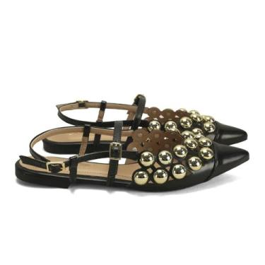 Imagem de Sapatilha Slingback Esferas Napa Preta Ana Mello Elegância
