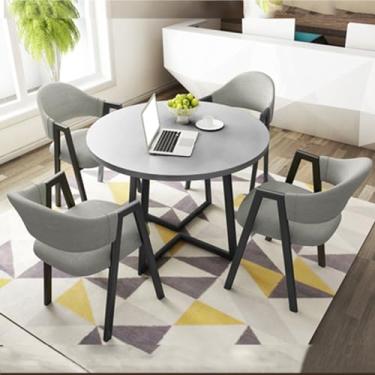 Imagem de Conjunto de mesa e cadeira de clube de recepção de escritório, mesa de negociação, mesa de centro com cadeira, pequenas mesas de conferência, conjunto de mesa de jantar para 4 (cor: 2, tamanho: 31,4