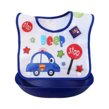 Imagem de Babador Impermeável Para Bebê Com Bolso 3D Removível Para Alimentos, B
