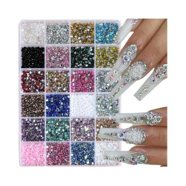Imagem de Strass Coloridos 3D Redondos Para Unhas, Pedras De Vidro Com Base Plan