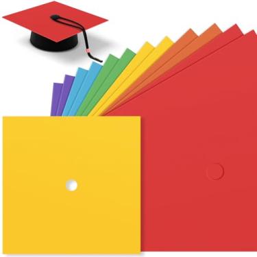 Imagem de Gersoniel 12 peças de papel de construção para decoração de boné de graduação 25,4 cm x 25,4 cm cartolina 230gsm construção para boné de formatura projeto faça você mesmo scrapbook decoração de festa