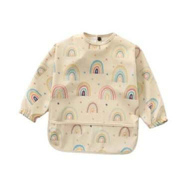 Imagem de Babador Impermeável De Manga Longa Para Crianças Com Bolso, Avental De