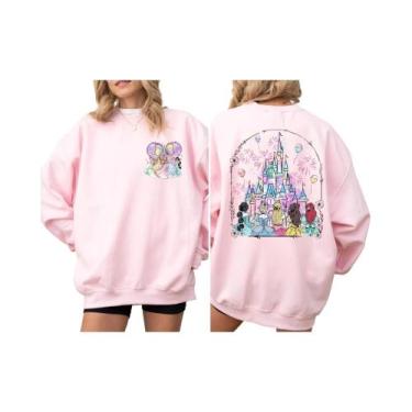 Imagem de Moletom Infantil Disney Castle Princess Com Gola Redonda E Capuz, Pres