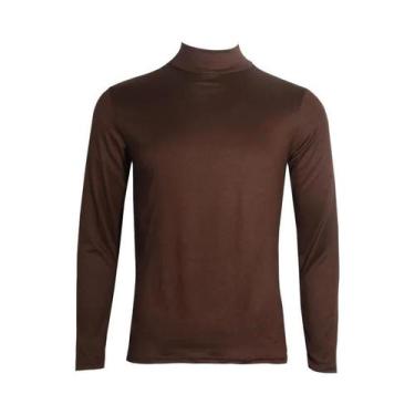 Imagem de Camiseta Masculina plus Size Slim Fit De Gola Alta Em Cor Sólida, Casu