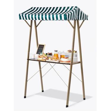 Imagem de Barraca de mercado dobrável com dossel e mesa removível, suporte de exibição de quiosque portátil para eventos de venda ao ar livre, 120 x 60 cm/47,24 x 23,62 pol, configuração fácil e leve