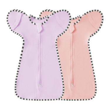 Imagem de Cobertor para bebês recém-nascidos e bebês, conjunto de 2 peças de pijama infantil, zíper bidirecional, fácil de colocar e tirar (roxo + rosa escuro, P (0 a 3 meses))