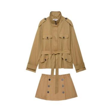 Imagem de Conjunto Casual De Outono Para Mulheres: Saia Curta Com Cintura Média 