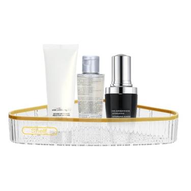 Imagem de Prateleiras de chuveiro de canto | Prateleira retangular para banheiro - Prateleira de chuveiro de azulejo triangular autoadesiva com base oca sem perfuração para cozinha