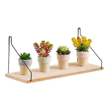 Imagem de Prateleiras flutuantes para parede, prateleira flutuante de maciça rústica para plantas, sem furadeiras, para banheiro, cozinha, sala de estar, lavanderia, escritórios