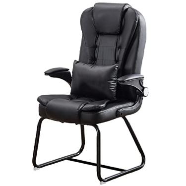 Imagem de Cadeira de escritório para jogos, cadeira de computador - Cadeira lateral confortável para conferências com braços, cadeira de assento resistente - Cadeira de sala de jantar moderna, sem rodas