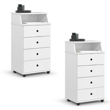 Imagem de Conjunto de 2 Mesa de Cabeceira Luxo II New com 4 Gavetas - EJ Móveis,