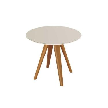 Imagem de Mesa De Sala Jantar Duna Premium Madeira Maciça C- Tampo Madeirado C- Vidro 120x120cm Carvalho-off White - Kappesberg