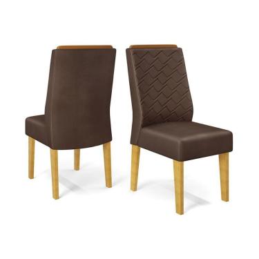 Imagem de Cadeira Sala De Jantar Lidia Kit 2 Un Cedro/suede Moca Marrom - Dj Móveis