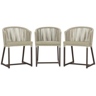 Imagem de 3 Cadeiras De Jantar Noronha Marrom Corda Náutica E7 Trama Rami