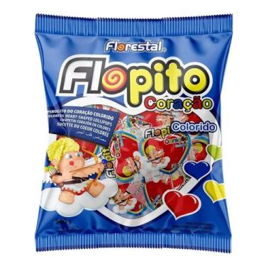 Imagem de Pirulito Coração Flopito Colorido 500g - Florestal