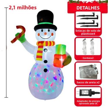 Imagem de Grande Boneco De Neve Inflável De Natal De 7FT Com Luz LED Para Decora