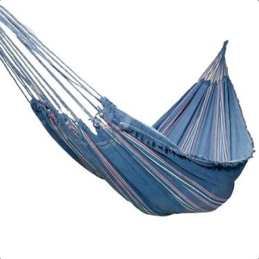 Imagem de Rede De Dormir Descanso Solteiro Cinza Algodão Listras 150kg Cinza - A