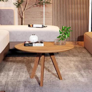 Imagem de Mesa Centro Dubai Redonda Decorativa Sala Estar Pés Madeira - DVC Hous