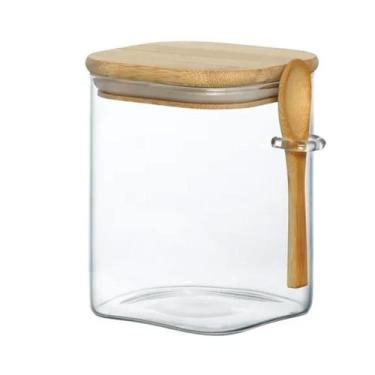 Imagem de Porta Condimentos Vidro E Bambu Com Colher 1200Ml - Mori