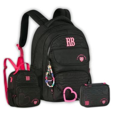 Imagem de Kit Matérial Escolar Rebecca Bonbon Mochila Lancheira Estojo, Preto