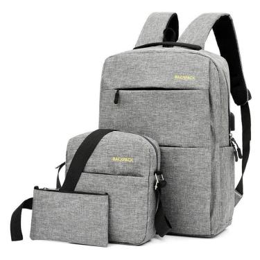 Imagem de Kit 3 Itens Mochila Bolsa Versátil Notebook ou Escritório-Unissex