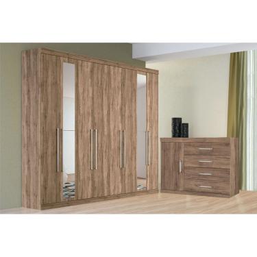 Imagem de Guarda Roupa Master 8.4 c/ Espelho + Cômoda Master 1.4 Atacama - Santos Andirá