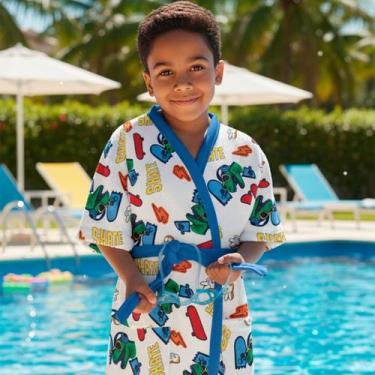 Imagem de Roupão Atoalhado Infantil Capivara Praia Piscina G Algodão 8 - 12 anos
