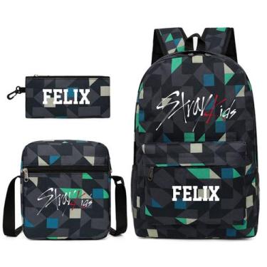 Imagem de Conjunto de mochilas escolares Strays Kids, 3 peças com bolsa de ombro