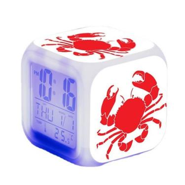 Imagem de Despertador digital LED Red Crab Square 8x8x8cm para crianças - yiweis