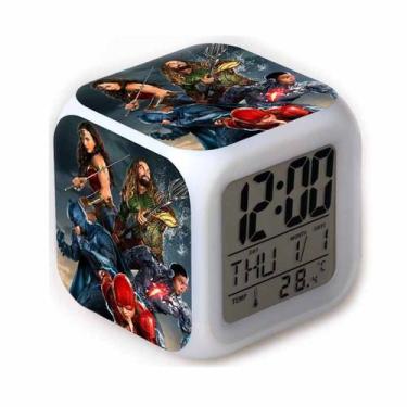 Imagem de Despertador digital LED Justice Square 8x8x8cm para crianças - yiweisa