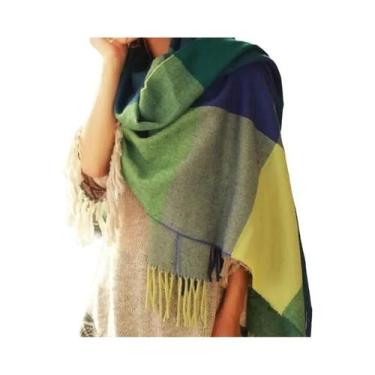 Imagem de Cachecol Feminino De Inverno Quente E Grosso Com Padrão Xadrez Imitaçã