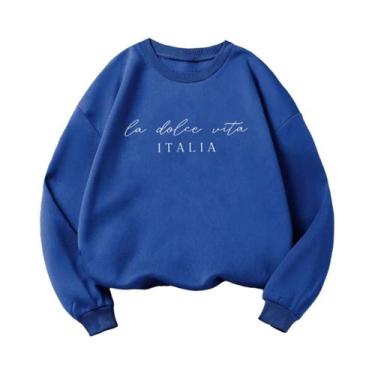 Imagem de Moletom Feminino Multicolorido Y2K Com Estampa La Dolce Vita, Pullover