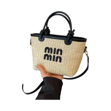 Imagem de Bolsa Transversal Feminina De Verão Bordada Em Palha Com Design Exclus