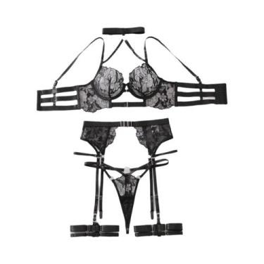 Imagem de Conjunto De Sutiã E Calcinhas Brasileiras Bordadas Sexy Para Mulheres,