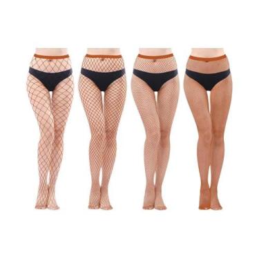 Imagem de Meias De Rede Super Elásticas Para Mulheres, 4 Peças, Meias De Rede Gó
