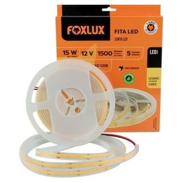 Imagem de Fita Led Foxlux Cob Ip65 15w 3000k 12v 5m