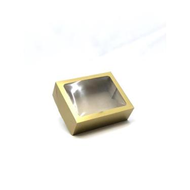 Imagem de 20 Caixas com visor para Kit de Cosméticos 19x15x6cm Cor:Ouro - Kaiamb
