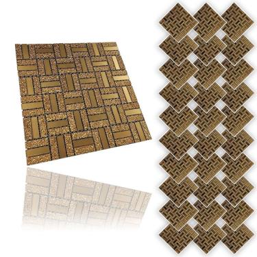 Imagem de Pastilha De Vidro Kit 30 Uni Adesivo Parede Cozinha Banheiro Sala Decorativa Aplicacao Facil Moderna Reforma Requintado