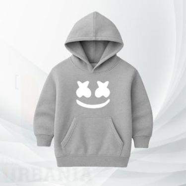 Imagem de Moletom Infantil Moleton Canguru com Capuz e Bolso Estampa DJ Marshmallow Smile Casual Inverno-Unissex