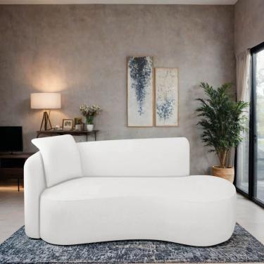 Imagem de Divã Recamier Suíça Curvo Sala Recepção 150cm Ld Bouclé Branco