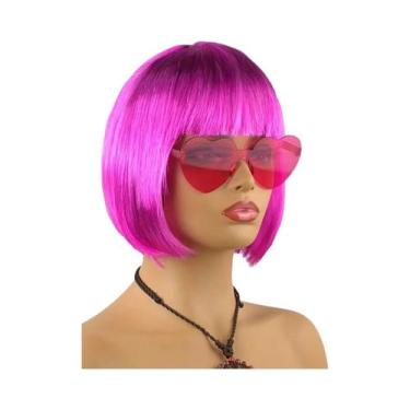 Imagem de Peruca Curta Colorida Neon Bobo De Fibra Sintética Para Festa, Hallowe