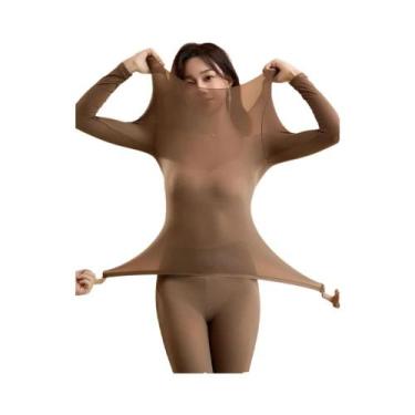 Imagem de Conjunto De Lingerie Térmica Feminina Ultrafina Sem Costura De Manga L