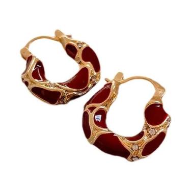 Imagem de Brincos De Argola Em Zircônia Com Revestimento Dourado Vintage Francês