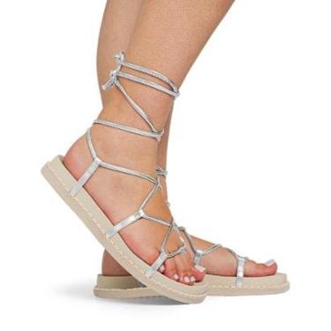 Imagem de Sandália Feminina Papete Flatform Amarrar Perna Confortável Leve Macia Resistente-Feminino