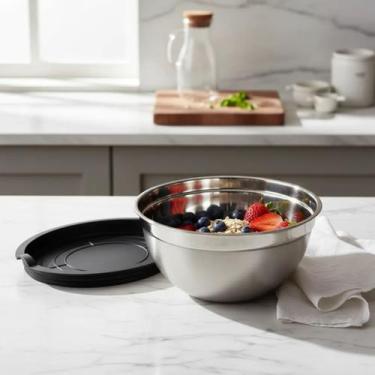 Imagem de Tigela Bowl Aço Inox com Tampa 20cm Bacia Multiuso 1,9Litros - GP Inox
