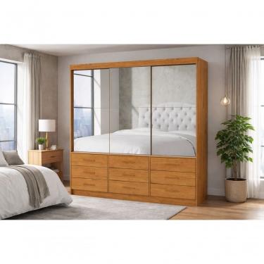 Imagem de Guarda Roupa 9 Gavetas 3 Portas Espelhado Sunset-Grand Line