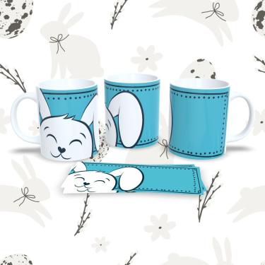 Imagem de Caneca de Porcelana Páscoa 45 para Bebidas 325ML Decorada com Tema de Páscoa Compatível...