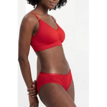Imagem de Calcinha de Lingerie Feminino Giuli Sem Costura em Poliamida, G, Verme